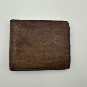 Forge Wallet‎ European Made Genuine Leather Pebbled Brown Bifold ID Window Mens